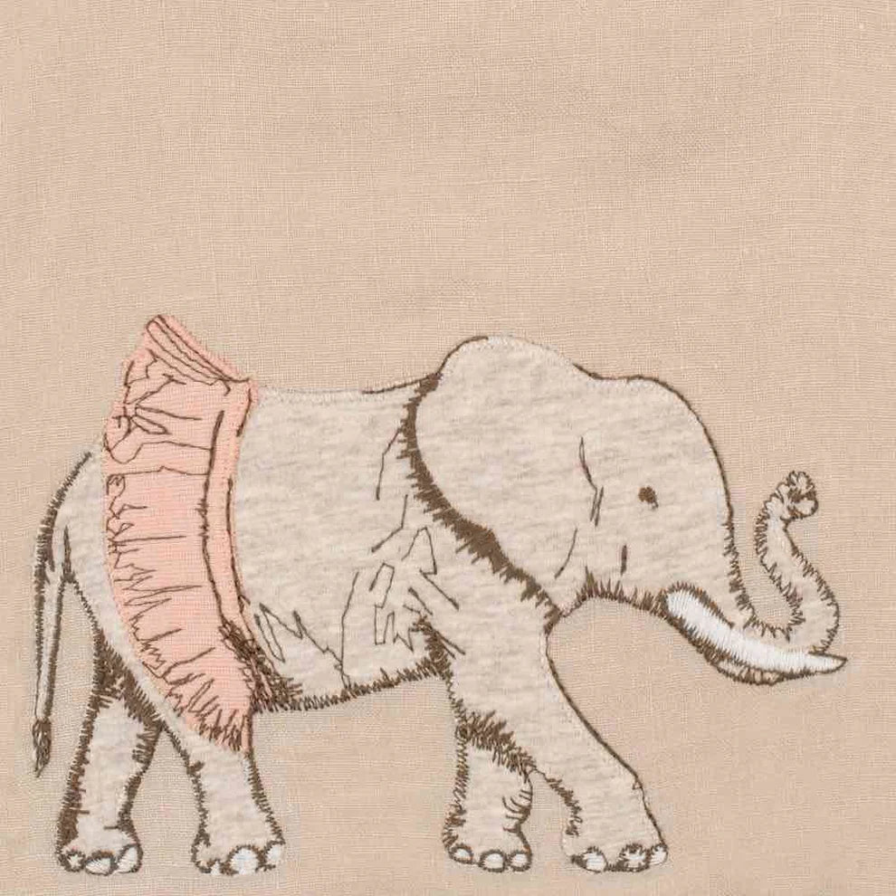 Tutu Elephant Appliqué Linen Bib