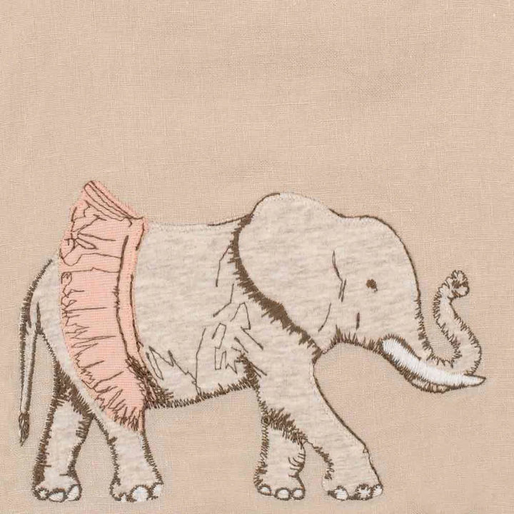 Tutu Elephant Appliqué Linen Bib