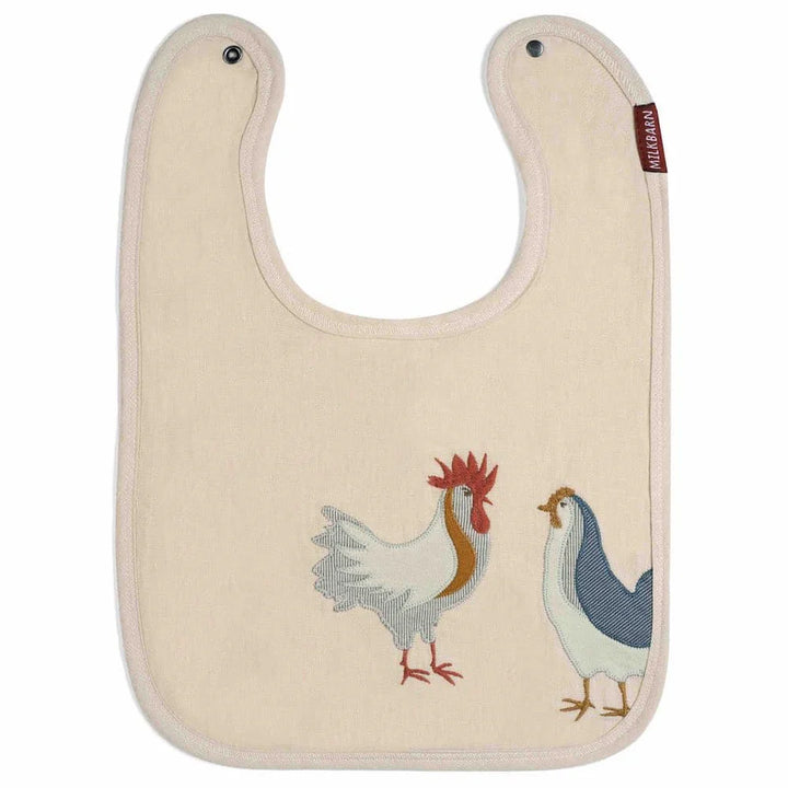 Chicken Appliqué Linen Bib
