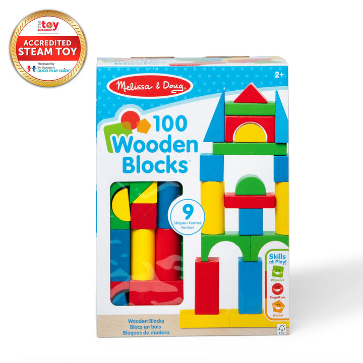 100 Classic Wooden Building Blocks
