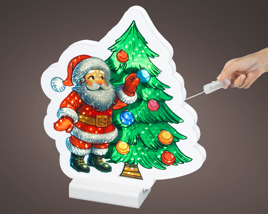 Santa Decorating Christmas Tree LED Infinity Light