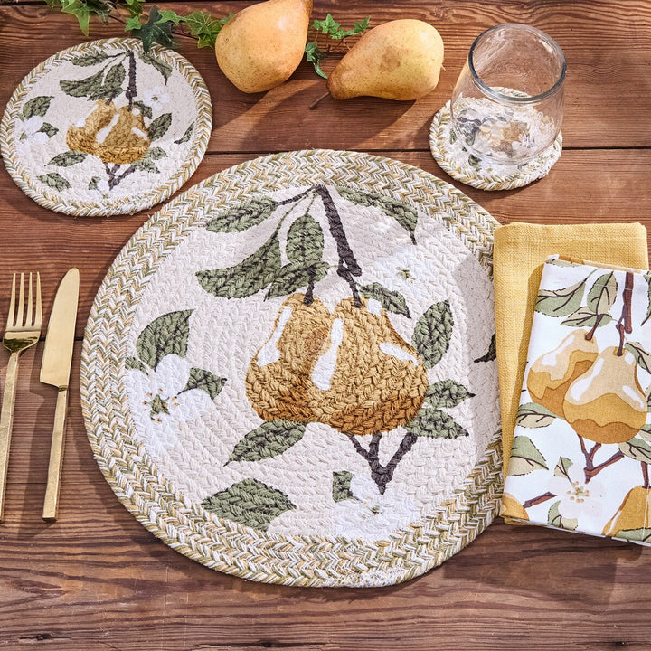 Golden Pear Round Braided Placemat