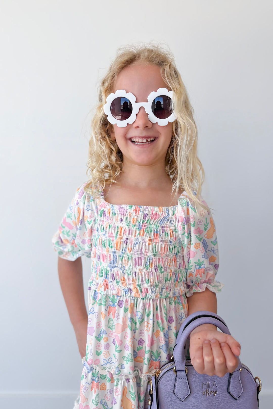 Hoppy Easter Girl's Smocked Ruffle Dress