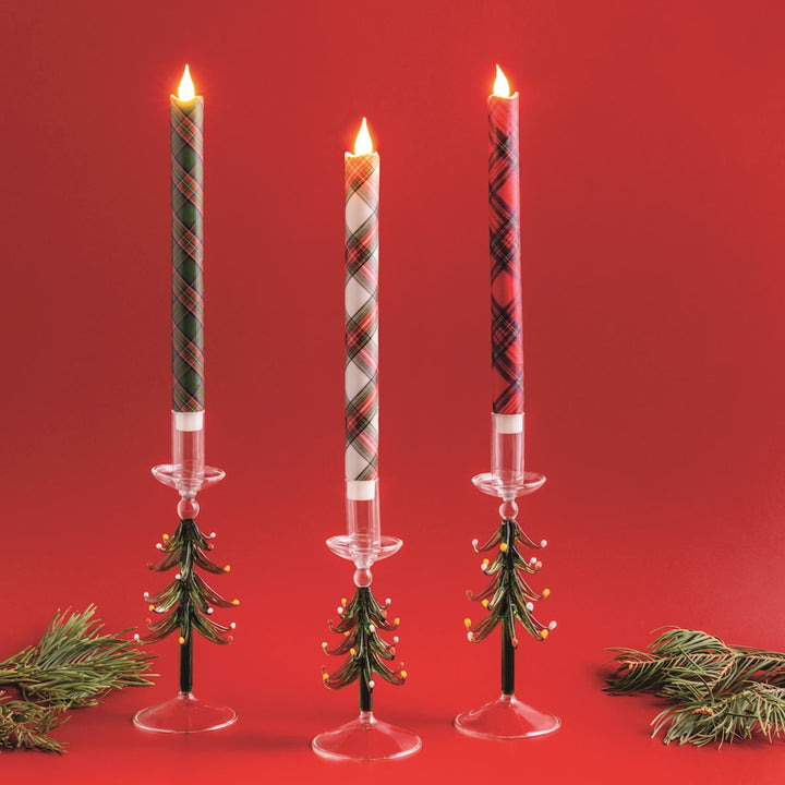 Merry Christmas To All Tartan Taper Candle