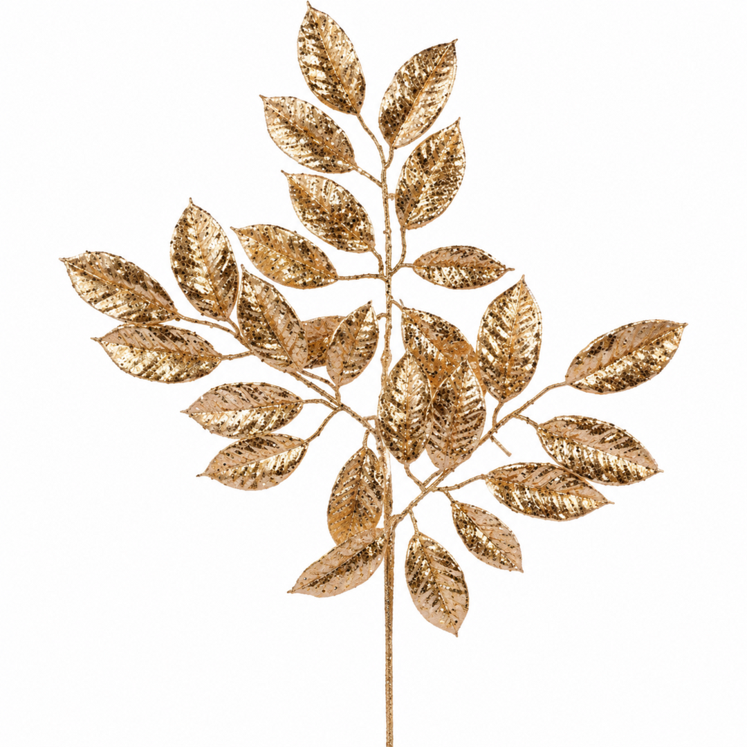 Metallic Gold Lemon Leaf Spray