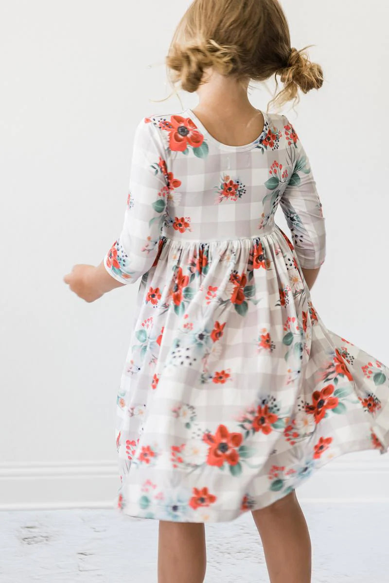 Gingham Floral Twirl Dress