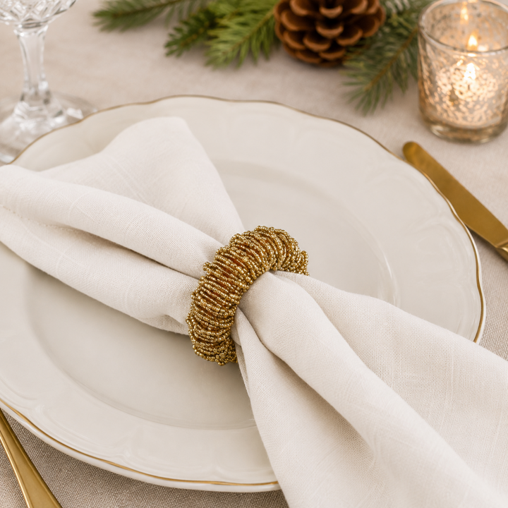 Gold Beaded Napkin Ring