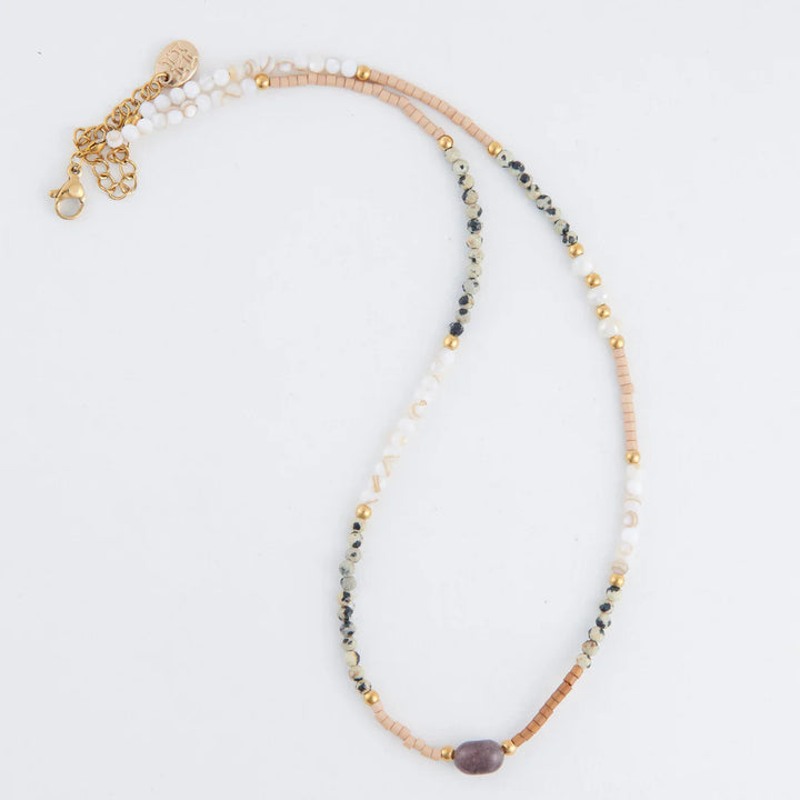 Genuine Dalmatian Jasper Dainty Necklace