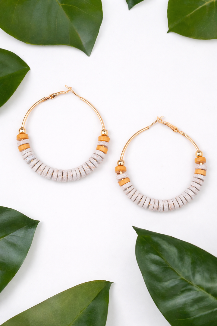 Nyra Wood Disc Hoop Earrings