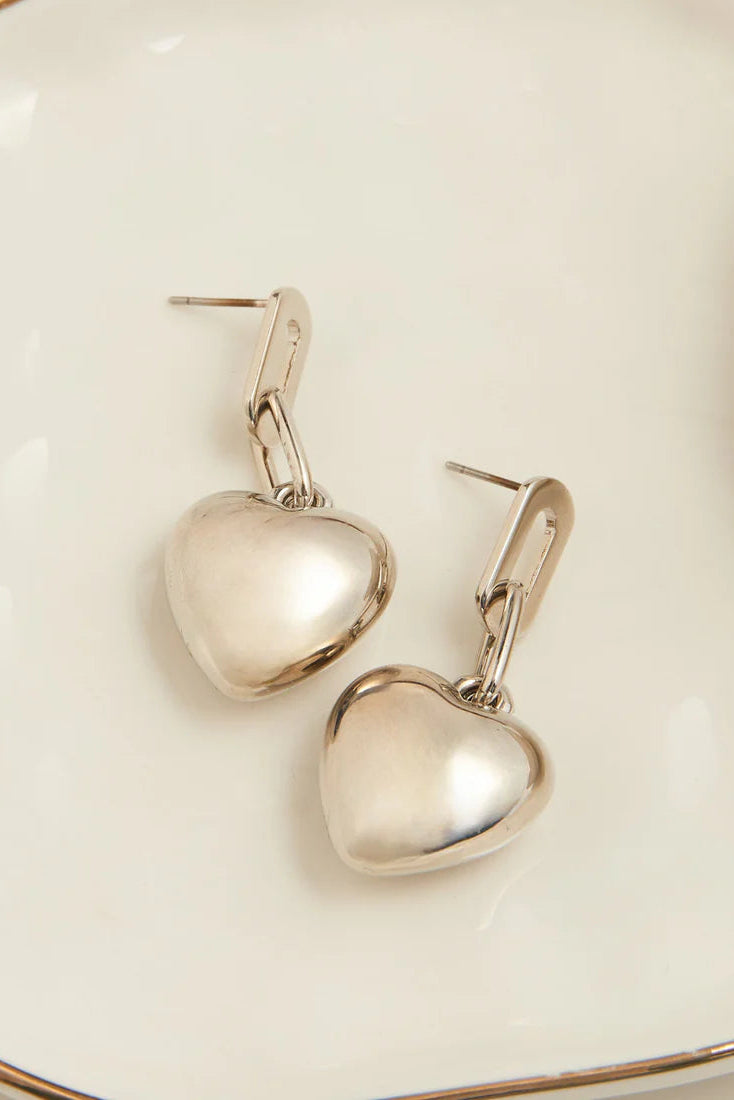 Drop Link Heart Earrings