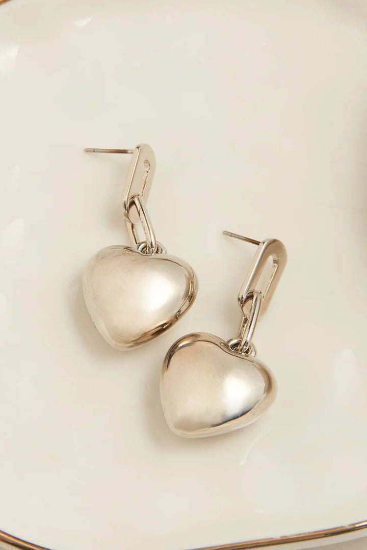 Drop Link Heart Earrings