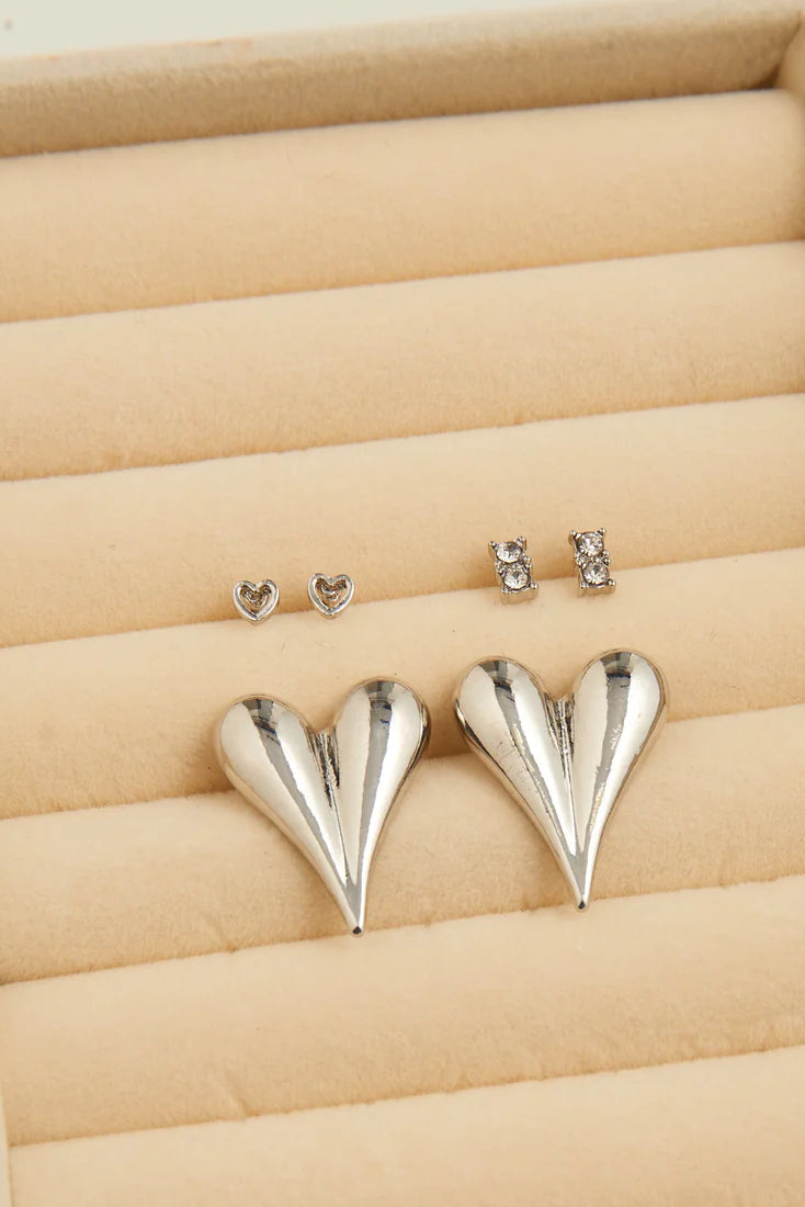 Statement Heart Earring Trio Earrings