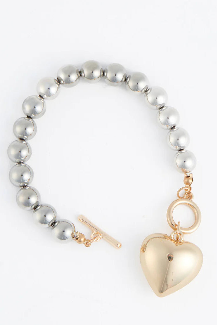 Heart Charm Toggle Bracelet