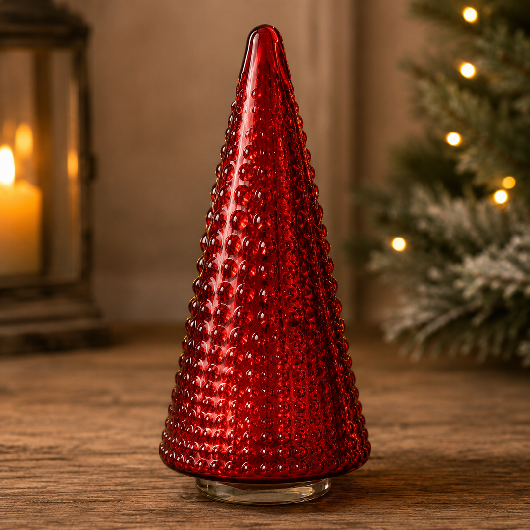 Red Mercury Glass Dot Trees