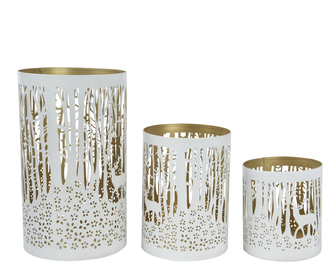 White Woodland Cutout Lantern