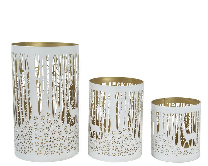 White Woodland Cutout Lantern