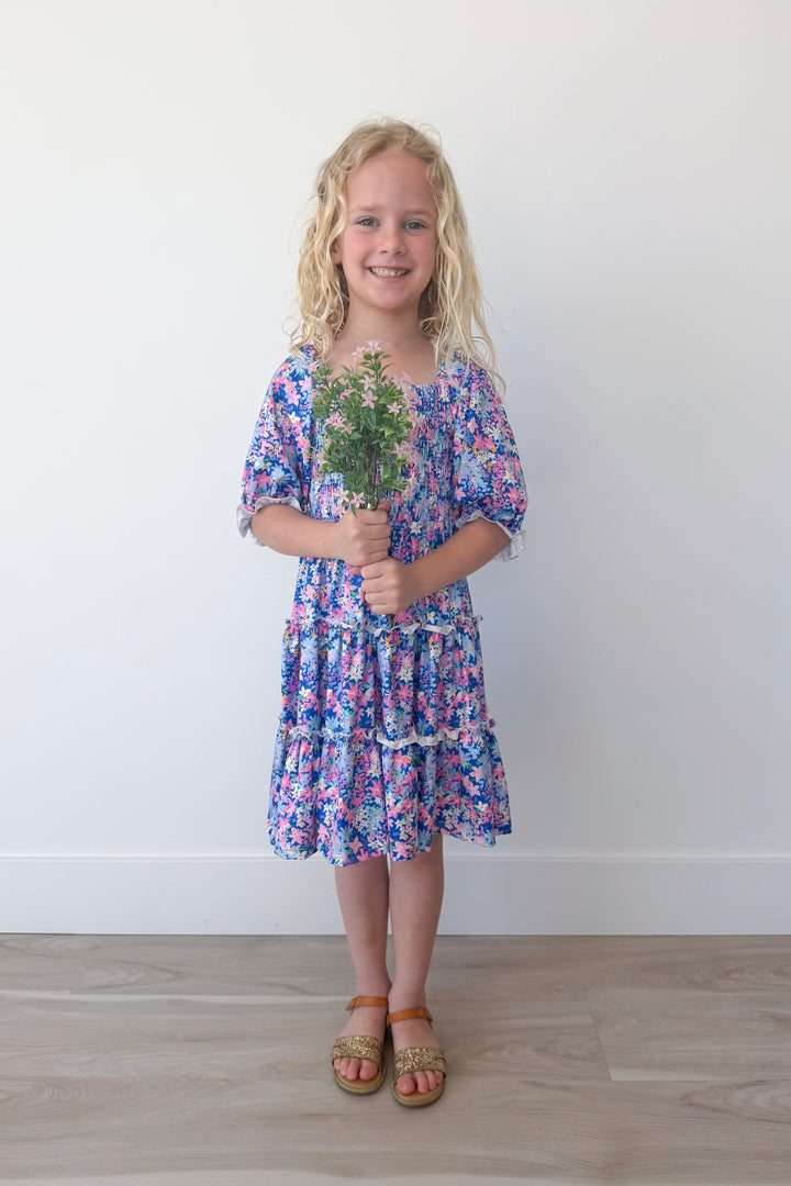 Darling Daisies Girl's Smocked Ruffle Dress