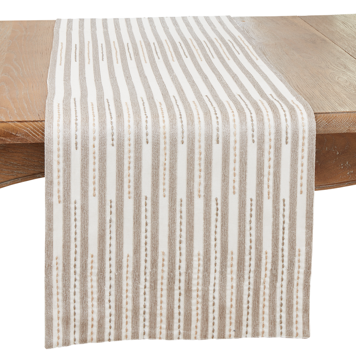 Neutral Stitch Stripe Table Runner