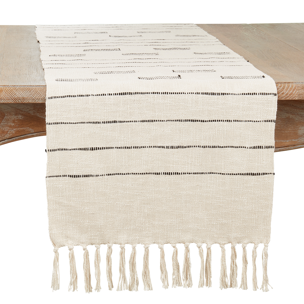 Ivory Dash Stripe Table Runner