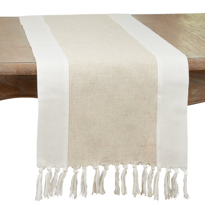 Natural Linen Tassel Table Runner