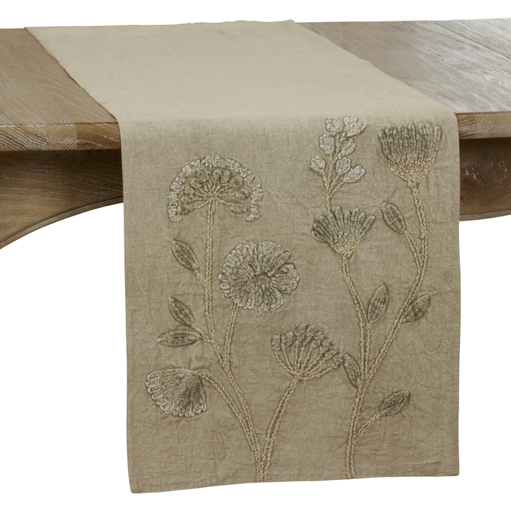 Stonewashed Botanical Table Runner