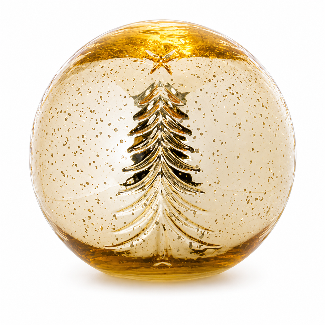 LED Wht/Gold Globe Tree
