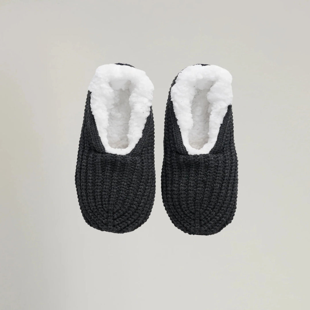 Black Knitted Footsie Slippers