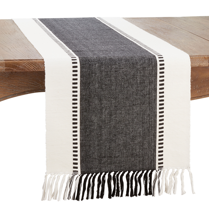 Neutral Tassel Fringed Table Runner