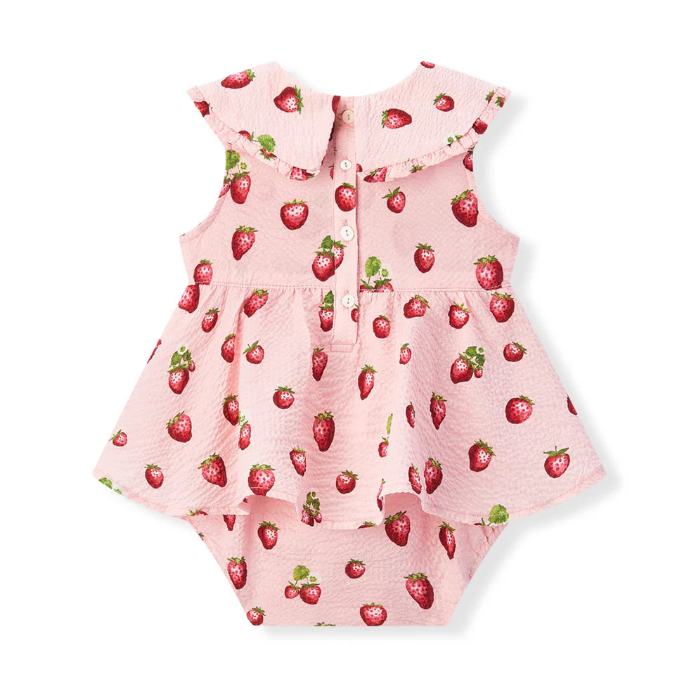 Strawberry Ruffle One Piece Dress
