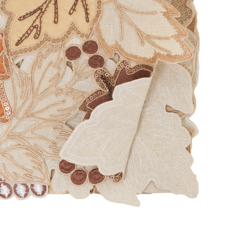 Embroidered Autumn Leaf Table Runner