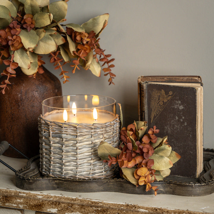 Woven Wicker Flame Candle