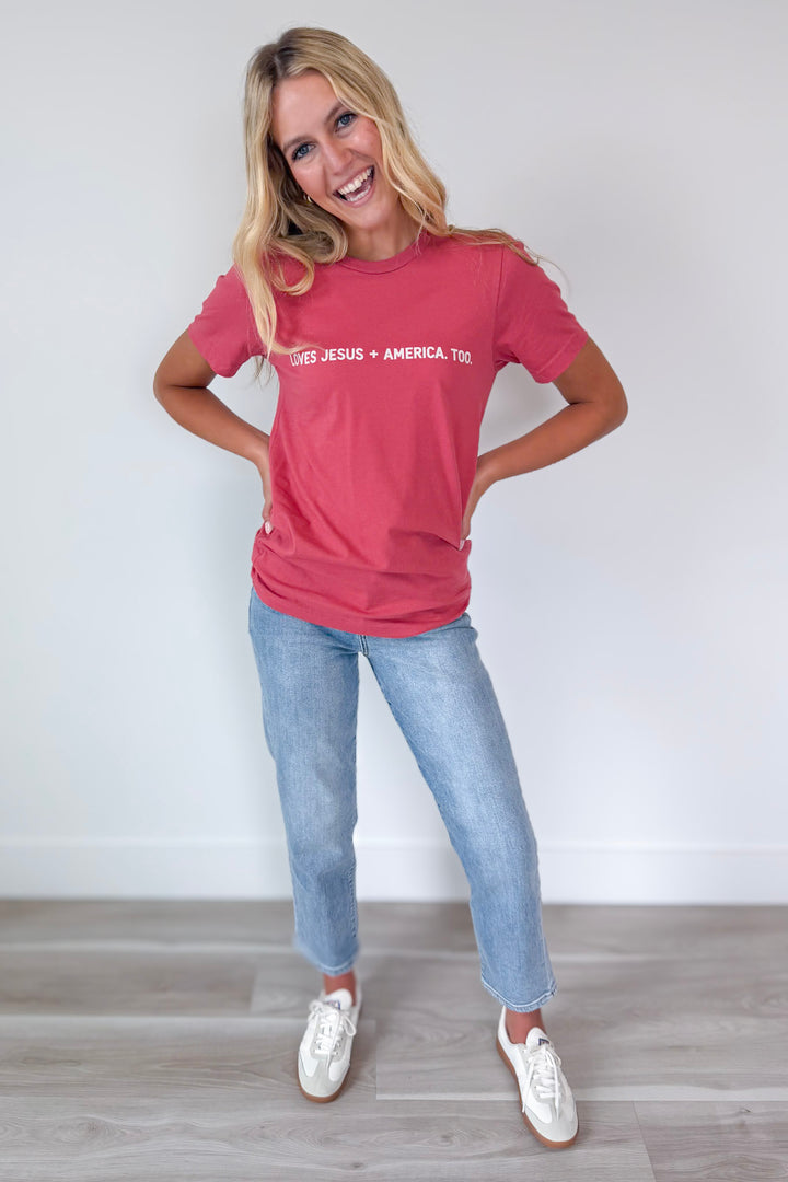 Loves Jesus + America Top