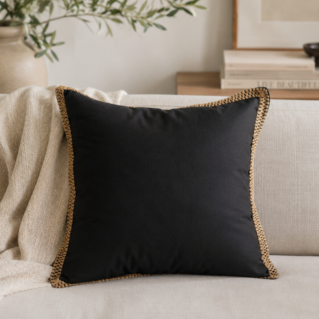 Lumbar Cotton Pillow Black