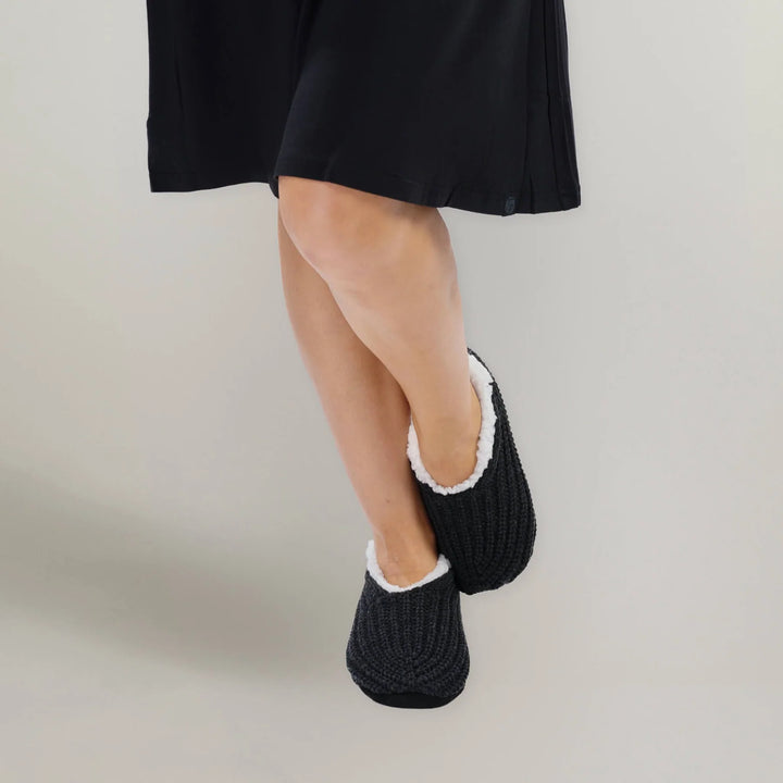 Black Knitted Footsie Slippers
