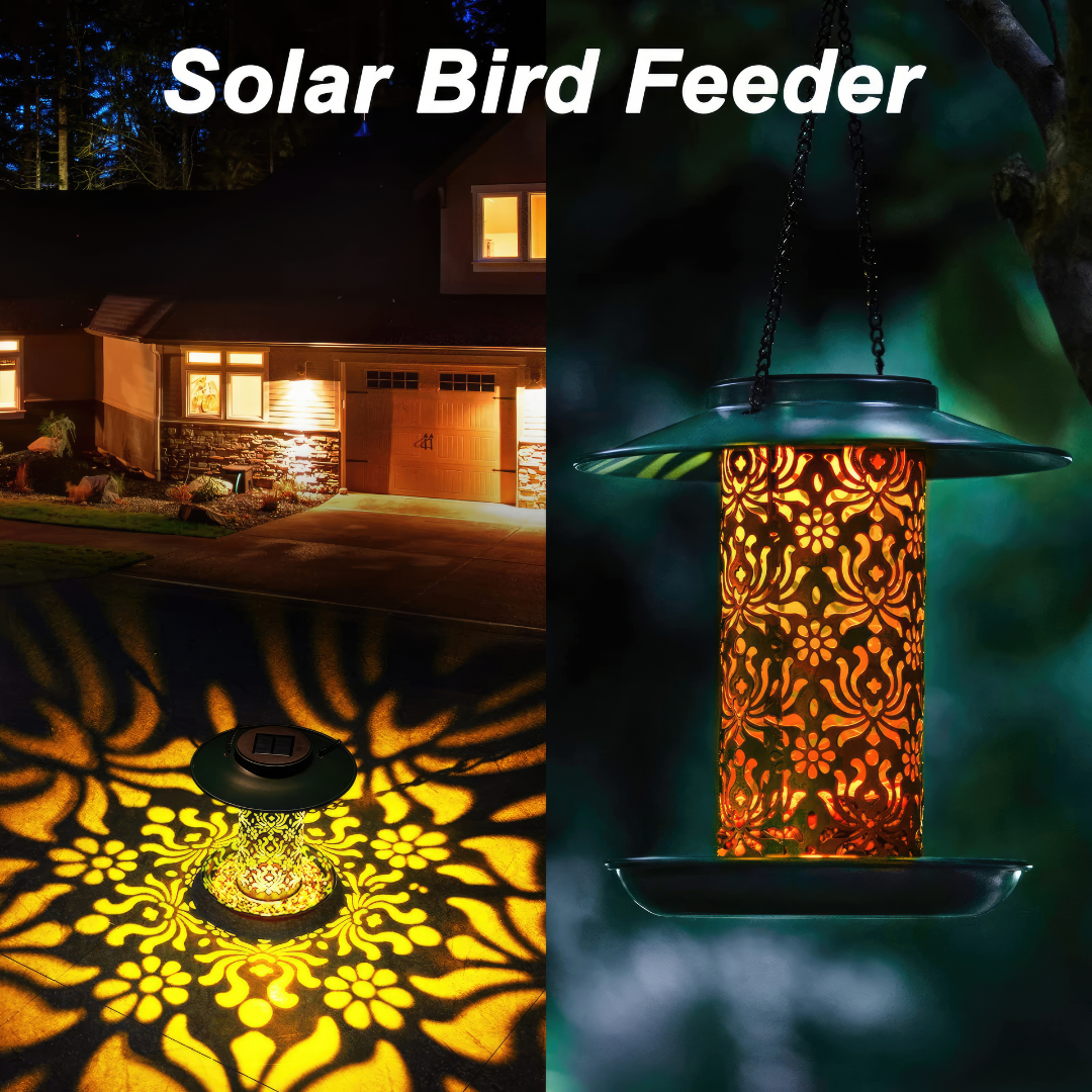 Light Up Solar Tin Bird Feeder
