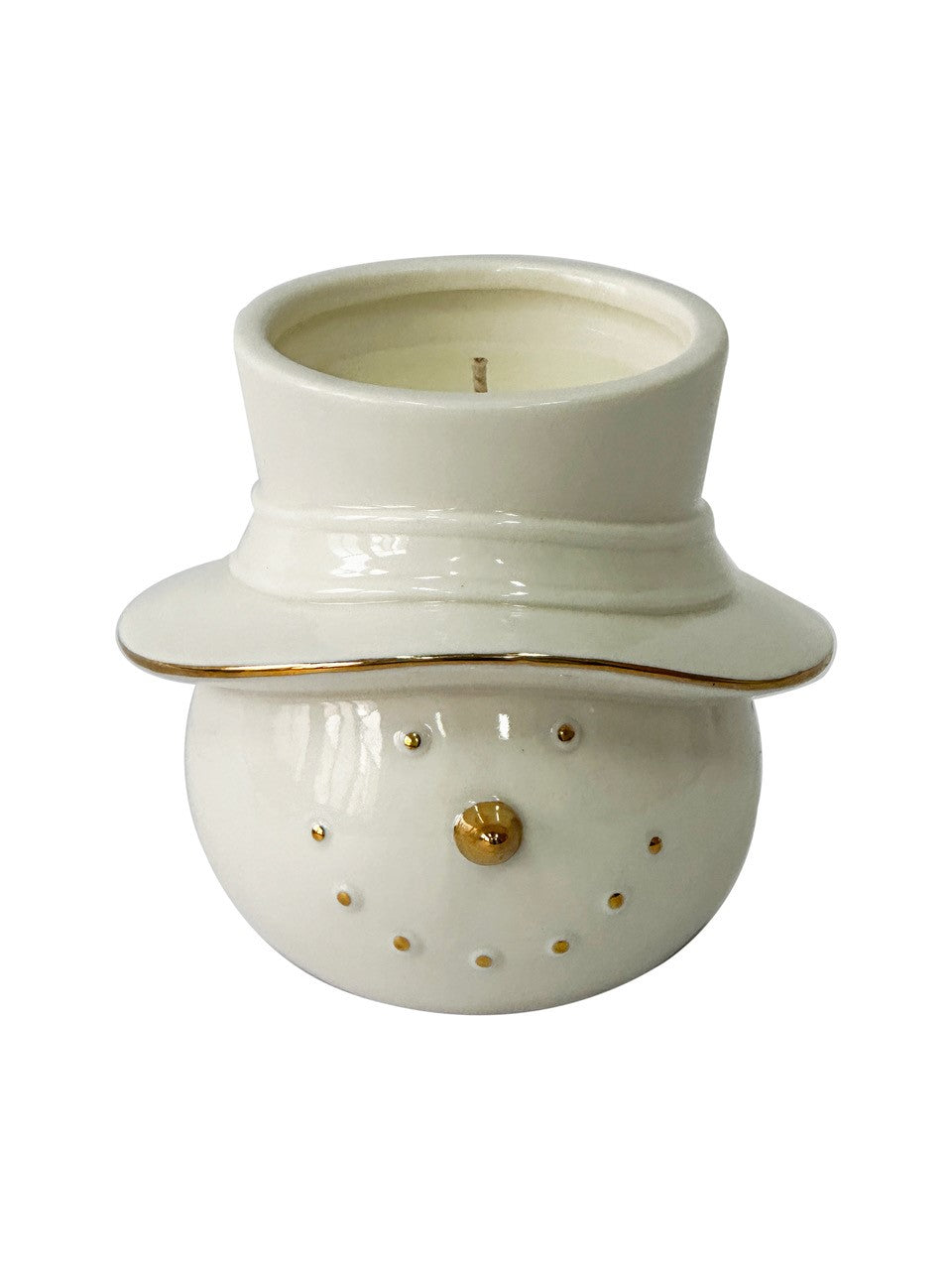 Ivory & Gold Snowman Candle