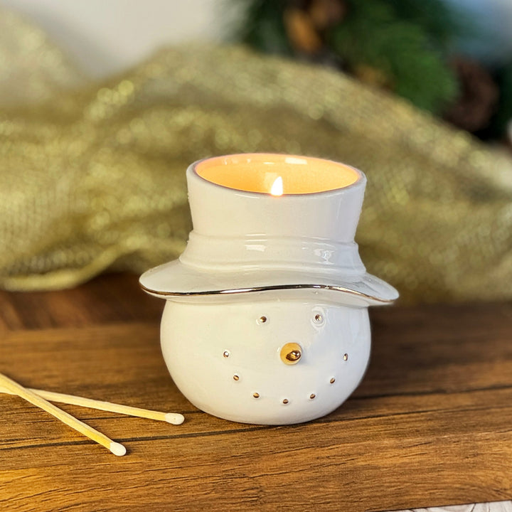 Ivory & Gold Snowman Candle