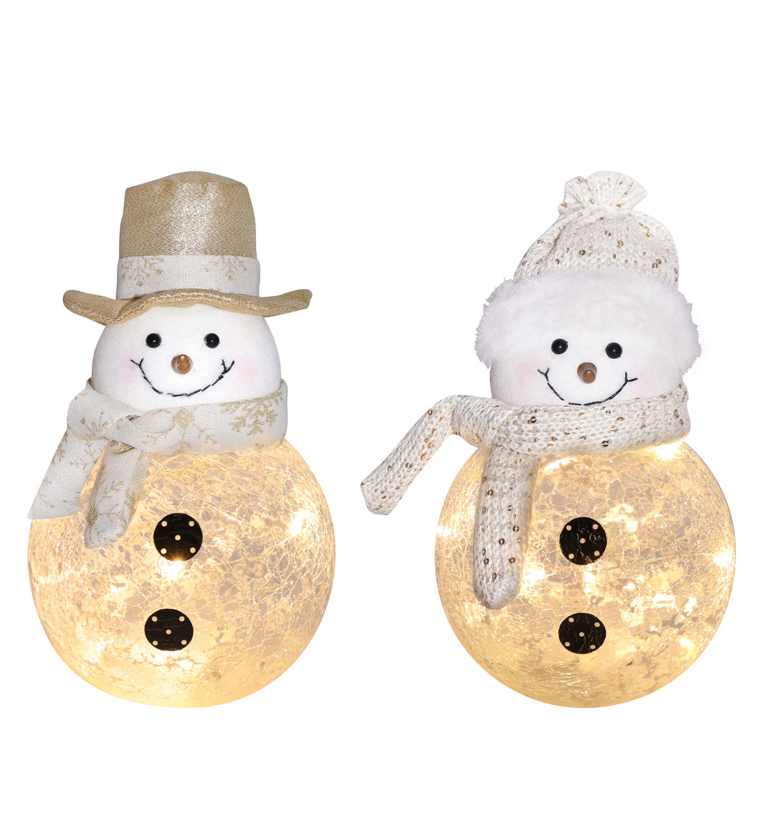 White & Gold Light Up Snowman