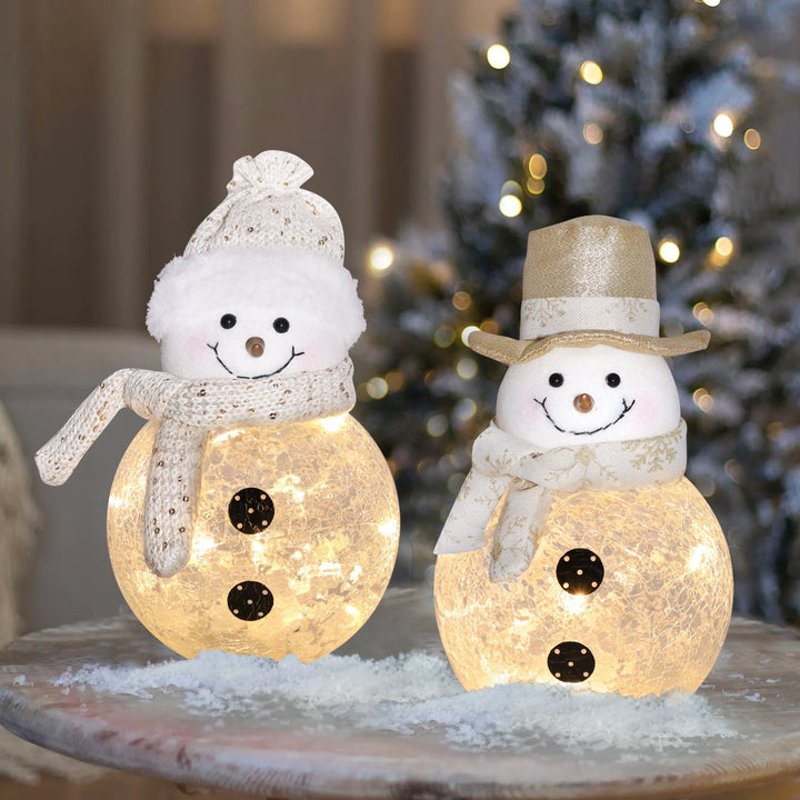 White & Gold Light Up Snowman