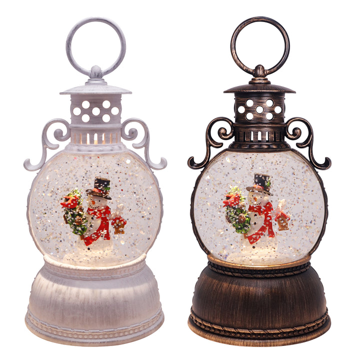 Snowman & Songbird Glitter Lantern