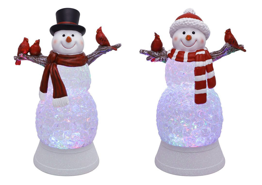 Lighted Winter Snowman & Cardinal Friends