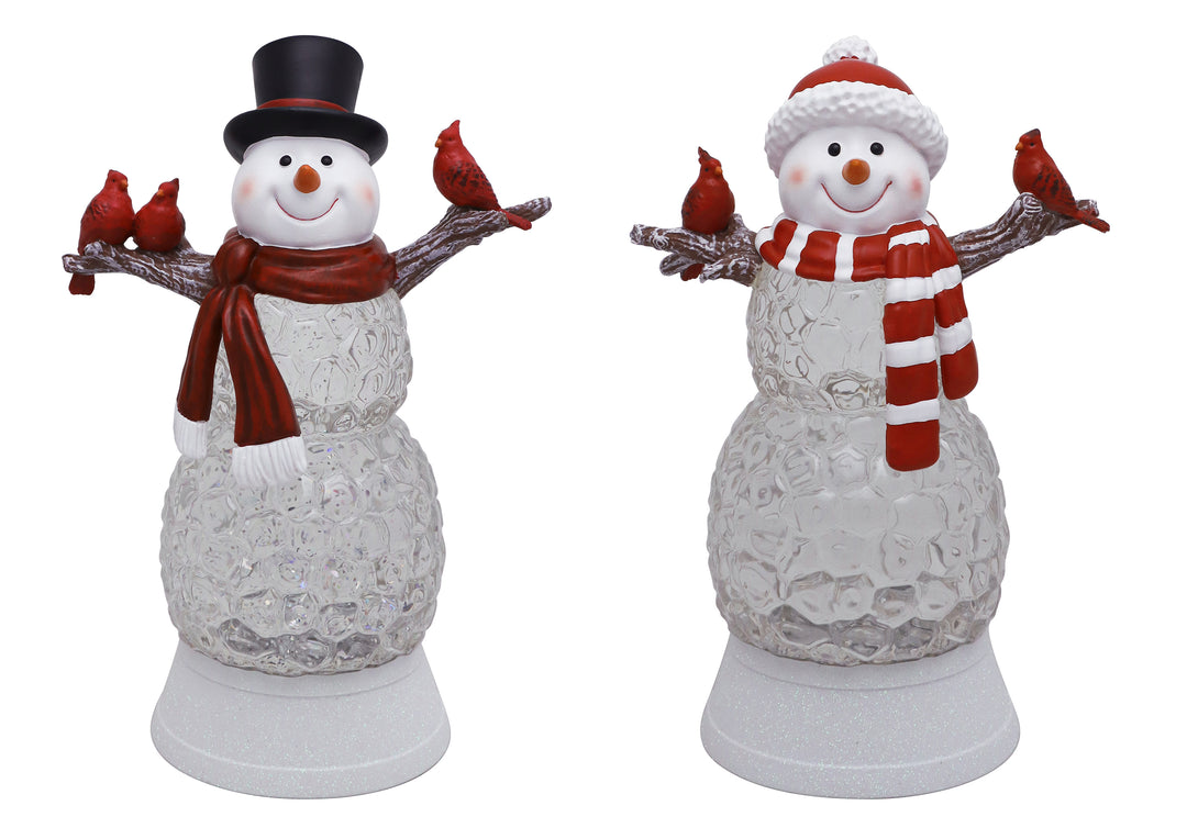 Lighted Winter Snowman & Cardinal Friends