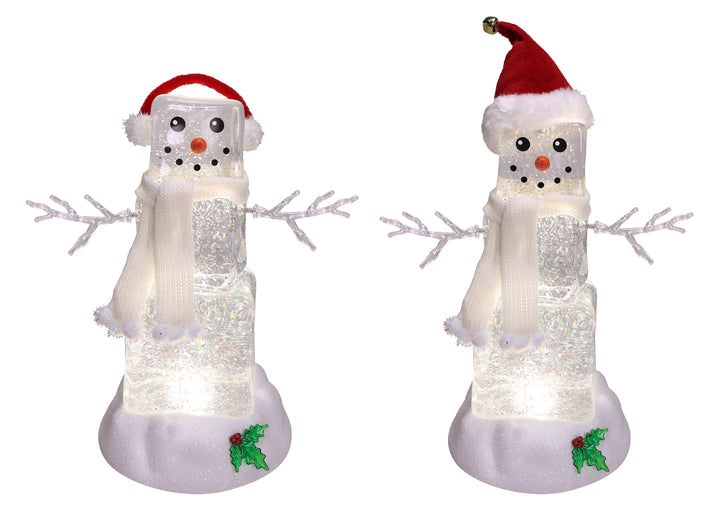 Ice Cube Glitter Snowman Figurine