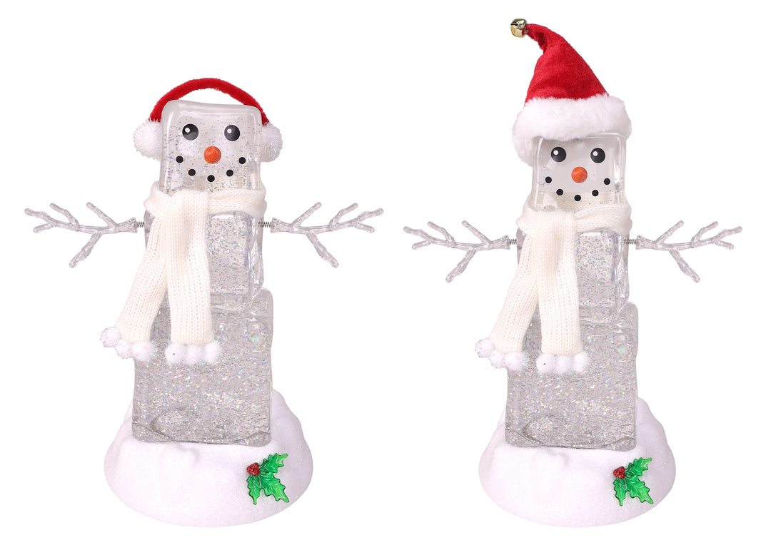 Ice Cube Glitter Snowman Figurine