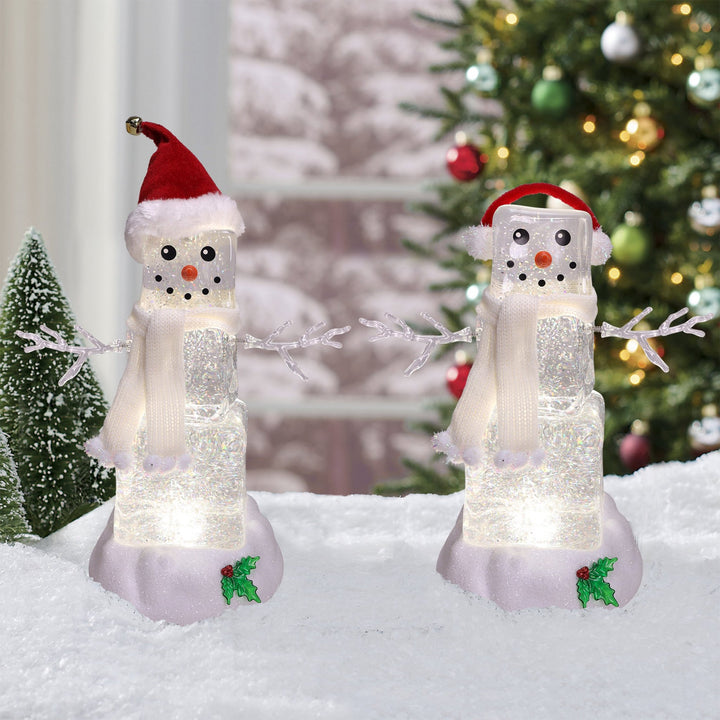 Ice Cube Glitter Snowman Figurine