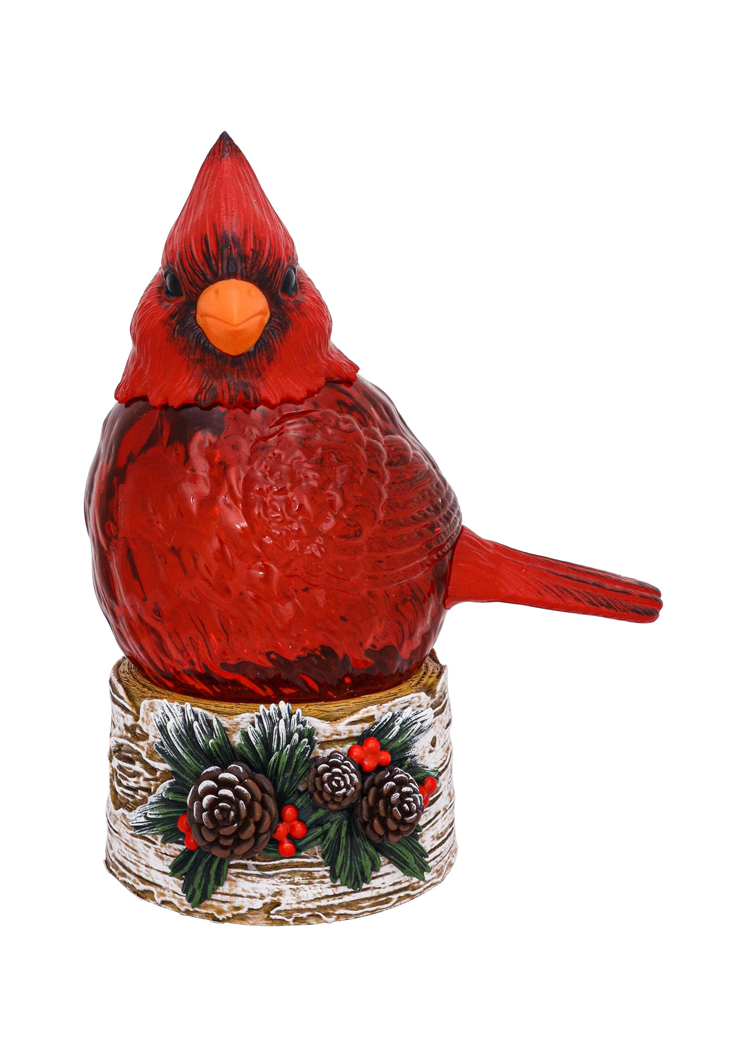 Cardinal Birch Perch Glitter Lantern