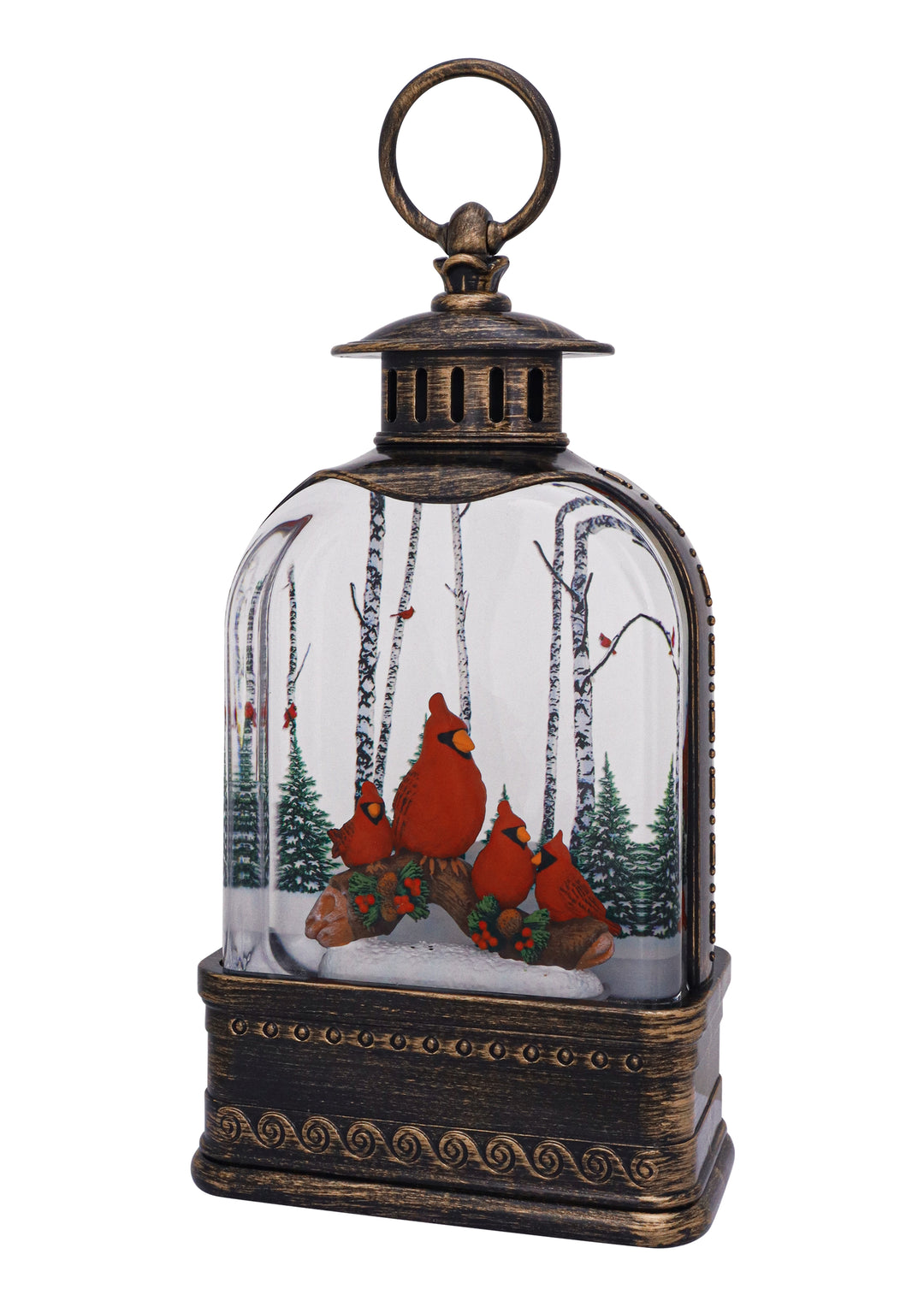 Cardinal Perch LED Glitter Lantern