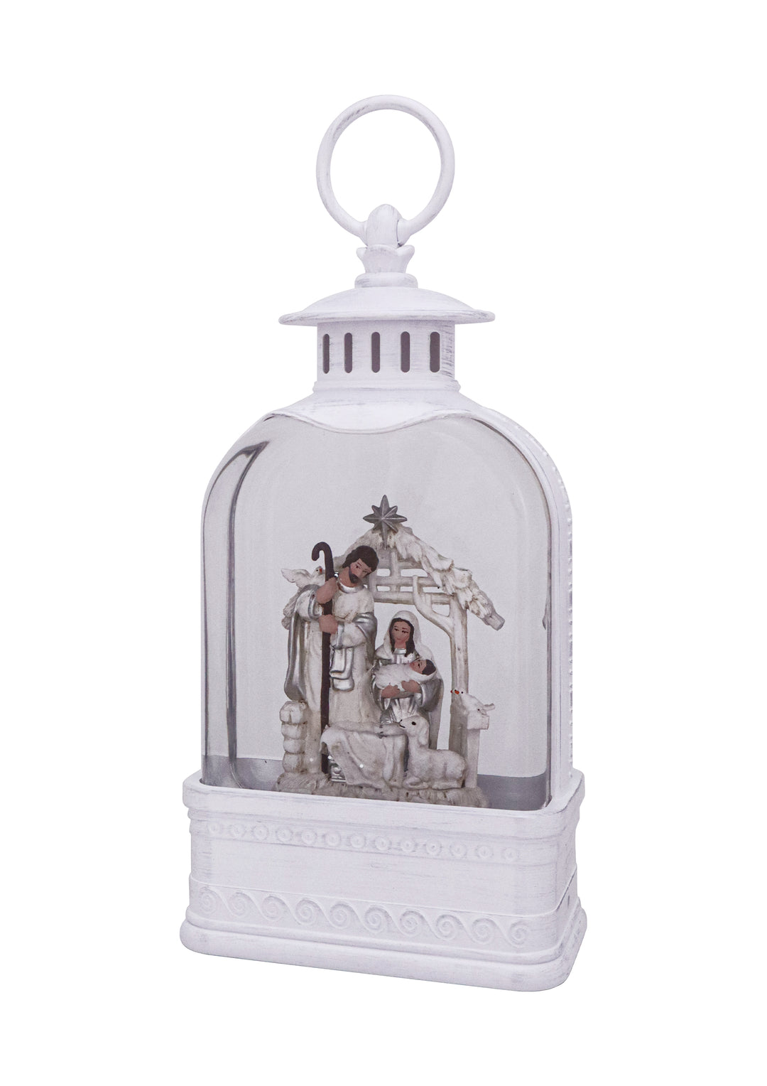 Ivory Domed Nativity Glitter Lantern