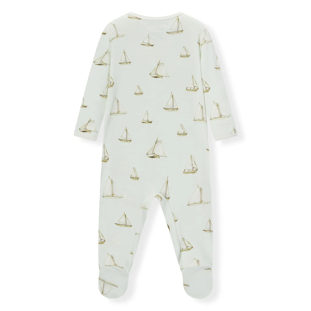 Milkbarn Sailboat Melody Zip Footed Romper