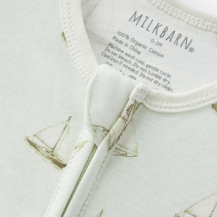 Milkbarn Sailboat Melody Zip Footed Romper
